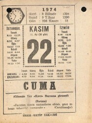 22 Kasım 1974 Takvim Yaprağı - Doğum Günü Hediyesi EFM(N)10784 - 4