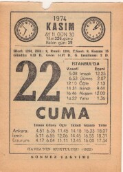 22 Kasım 1974 Takvim Yaprağı EFM(N)3332 - 3