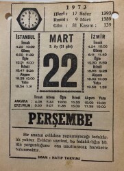 22 Mart 1973 Takvim Yaprağı - Doğum Günü Hediyesi EFM(N)8088 - 2