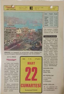 22 Mart 1980 Takvim Yaprağı - Doğum Günü Hediyesi EFM(N)7660 - 1