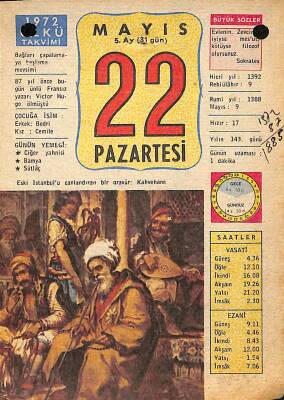 22 Mayıs 1972 Takvim Yaprağı - Doğum Günü Hediyesi EFM(N)12236 - 1