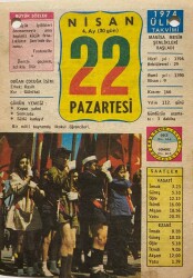 22 Nisan 1974 Takvim Yaprağı - Doğum Günü Hediyesi EFM(N)8249 - 2