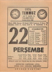 22 Temmuz 1976 Takvim Yaprağı EFM(N)2092 - 1