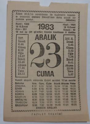 23 Aralık 1983 Takvim Yaprağı - Doğum Günü Hediyesi EFM(N)6877 - 1