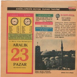 23 Aralık 1984 Takvim Yaprağı EFM(N)4089 - 3