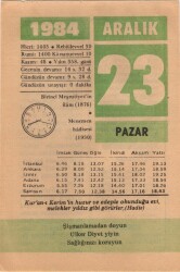 23 Aralık 1984 Takvim Yaprağı EFM(N)4182 - 3