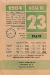 23 Aralık 1984 Takvim Yaprağı EFM(N)4182 - 1