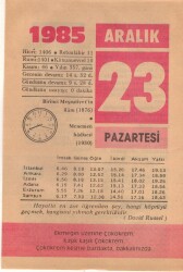 23 Aralık 1985 Takvim Yaprağı EFM(N)4120 - 2