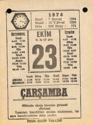 23 Ekim 1974 Takvim Yaprağı - Doğum Günü Hediyesi EFM(N)10584 - 4