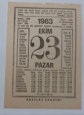 23 Ekim 1983 Takvim Yaprağı - Doğum Günü Hediyesi EFM(N)6726 - 1