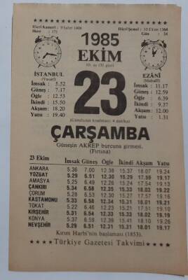 23 Ekim 1985 Takvim Yaprağı - Doğum Günü Hediyesi EFM(N)6668 - 1