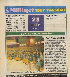 23 Ekim 1987 Resimli Takvim Yaprağı - Doğum Günü Hediyesi EFM(N)10521 - 4