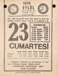 23 Eylül 1978 Takvim Yaprağı - Doğum Günü Hediyesi EFM(N)9772 - 2