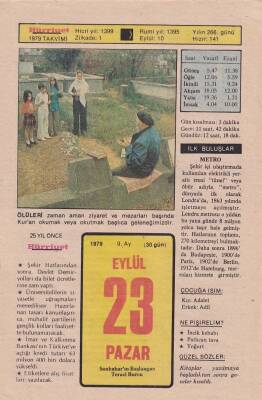 23 Eylül 1979 Takvim Yaprağı -Doğum Günü Hediyesi EFM(N)6364 - 1