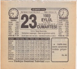 23 Eylül 1989 Takvim Yaprağı EFM(N)2861 - 3