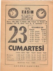 23 Kasım 1974 Takvim Yaprağı EFM(N)3333 - 3