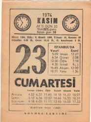 23 Kasım 1974 Takvim Yaprağı EFM(N)3333 - 1