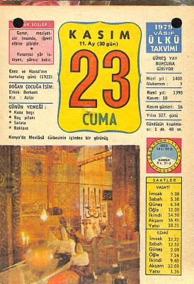 23 Kasım 1979 Takvim Yaprağı - Doğum Günü Hediyesi EFM(N)11683 - 1