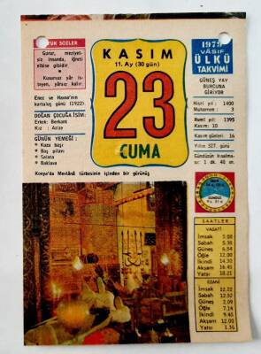 23 Kasım 1979 Takvim Yaprağı -Doğum Günü Hediyesi EFM(N)6519 - 1