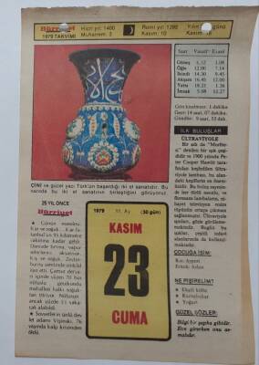 23 Kasım 1979 Takvim Yaprağı - Doğum Günü Hediyesi EFM(N)7404 - 1