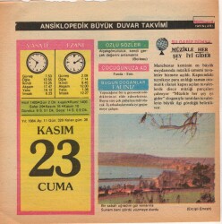 23 Kasım 1984 Takvim Yaprağı EFM(N)4059 - 3