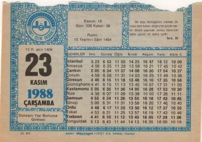 23 Kasım 1988 Takvim Yaprağı EFM(N)3453 - 2