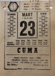 23 Mart 1973 Takvim Yaprağı - Doğum Günü Hediyesi EFM(N)8089 - 2