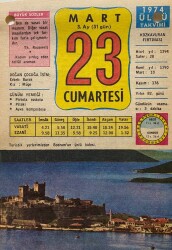 23 Mart 1974 Takvim Yaprağı - Doğum Günü Hediyesi EFM(N)8058 - 2