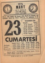 23 Mart 1974 Takvim Yaprağı EFM(N)5902 - 3