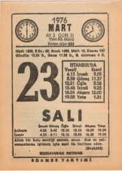 23 Mart 1976 Takvim Yaprağı EFM(N)5964 - 3