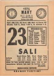 23 Mart 1976 Takvim Yaprağı EFM(N)5964 - 1