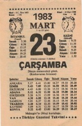 23 Mart 1983 Takvim Yaprağı EFM(N)5840 - 3