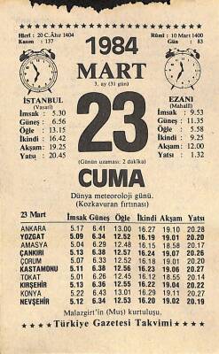 23 Mart 1984 Takvim Yaprağı - Doğum Günü Hediyesi EFM(N)11396 - 1