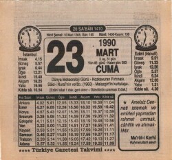 23 Mart 1990 Takvim Yaprağı EFM(N)5995 - 3