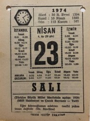 23 Nisan 1974 Takvim Yaprağı - Doğum Günü Hediyesi EFM(N)8180 - 2