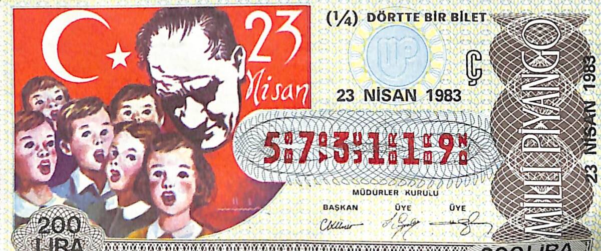 23 Nisan 1983 Piyango Bileti Çeyrek Bilet PYB6474 - 1