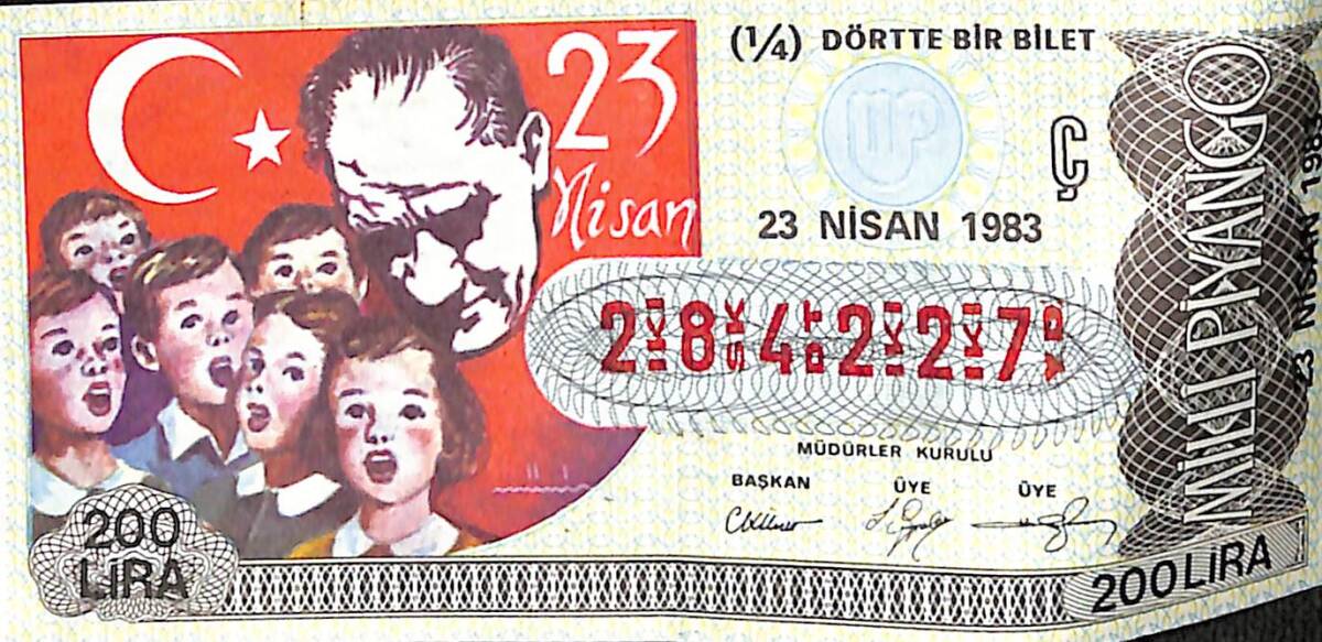 23 Nisan 1983 Piyango Bileti Çeyrek Bilet PYB6497 - 1