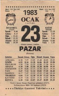 23 Ocak 1983 Takvim Yaprağı EFM(N)4576 - 1