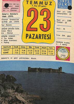 23 Temmuz 1973 Takvim Yaprağı - Doğum Günü Hediyesi EFM(N)11910 - 1