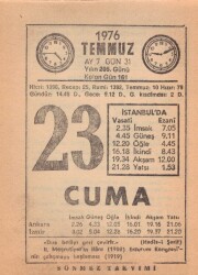 23 Temmuz 1976 Takvim Yaprağı EFM(N)2104 - 2