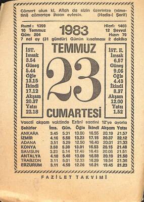 23 Temmuz 1983 Takvim Yaprağı - Doğum Günü Hediyesi EFM(N)12484 - 1