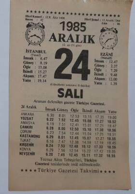 24 Aralık 1985 Takvim Yaprağı - Doğum Günü Hediyesi EFM(N)6869 - 1