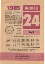 24 Aralık 1985 Takvim Yaprağı EFM(N)4121 - 3