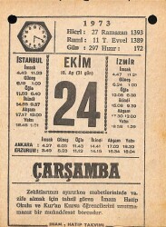 24 Ekim 1973 Takvim Yaprağı - Doğum Günü Hediyesi EFM(N)10606 - 3