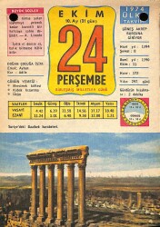 24 Ekim 1974 Takvim Yaprağı - Doğum Günü Hediyesi EFM(N)10390 - 4