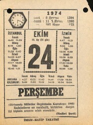 24 Ekim 1974 Takvim Yaprağı - Doğum Günü Hediyesi EFM(N)10585 - 4