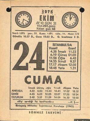 24 Ekim 1975 Takvim Yaprağı - Doğum Günü Hediyesi EFM(N)12550 - 1