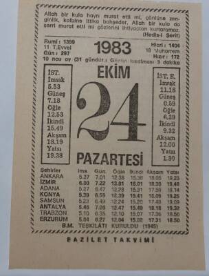 24 Ekim 1983 Takvim Yaprağı - Doğum Günü Hediyesi EFM(N)6727 - 1