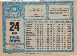 24 Ekim 1988 Takvim Yaprağı EFM(N)3210 - 1