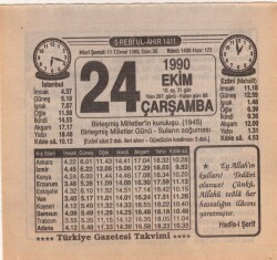 24 Ekim 1990 Takvim Yaprağı EFM(N)3149 - 1